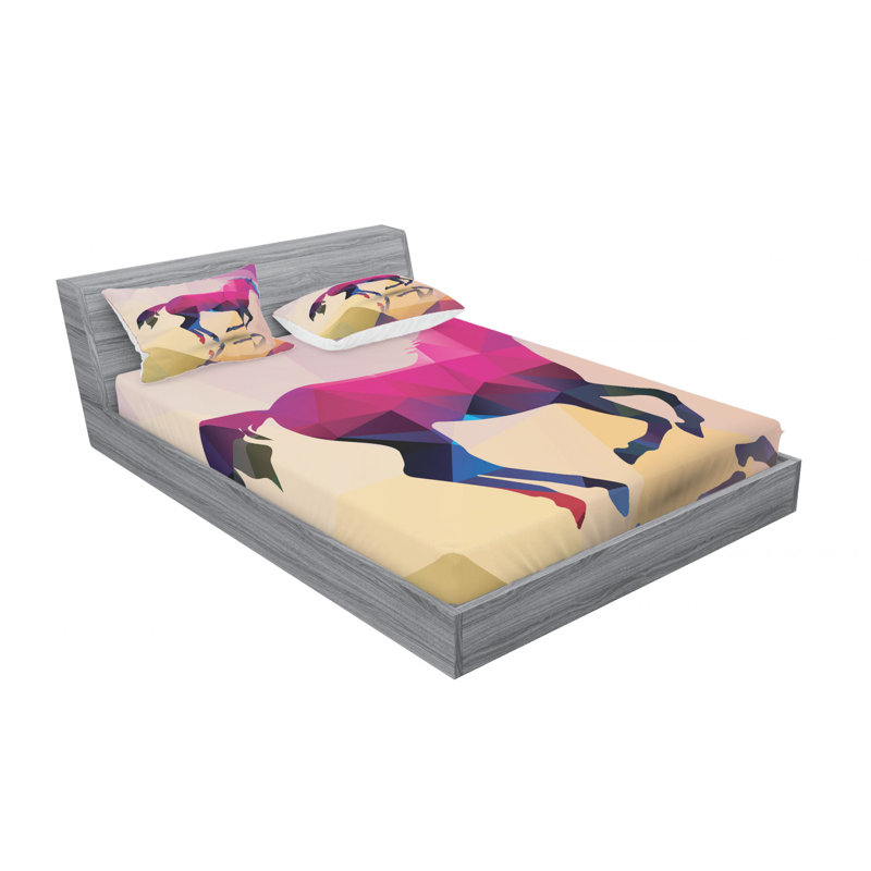 Microfiber Geometric Sheet Set, Queen Sheet Set with Fitted Sheet