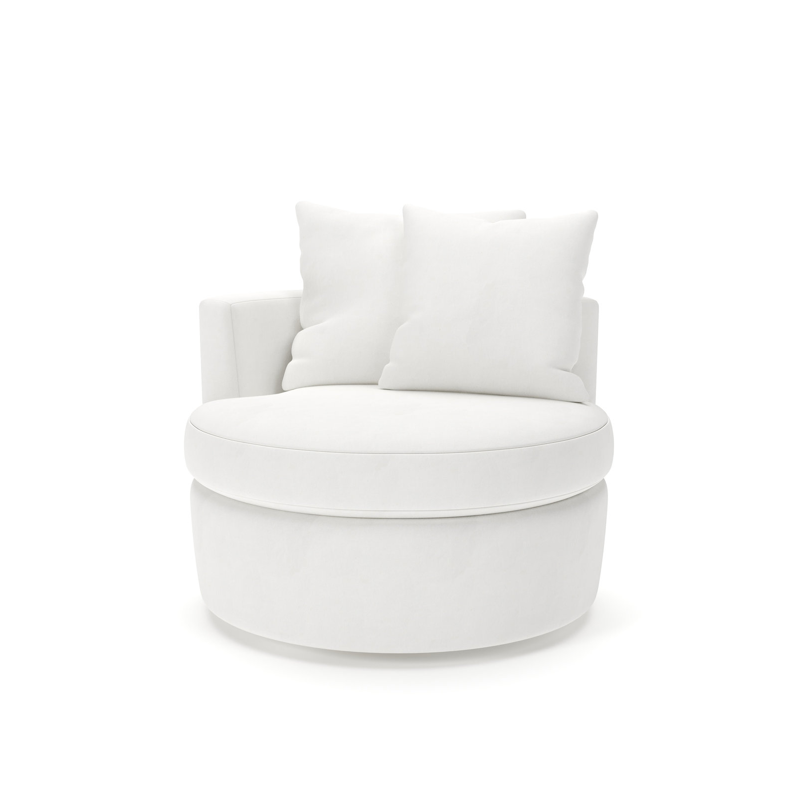 Dara 40" Upholstered Swivel Snuggler Chair, Classic Bleach White Performance Weave