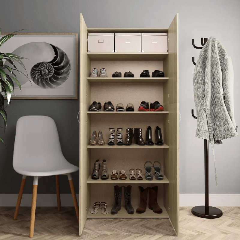 18 Pair Shoe Storage Cabinet, Sonoma Oak, 18