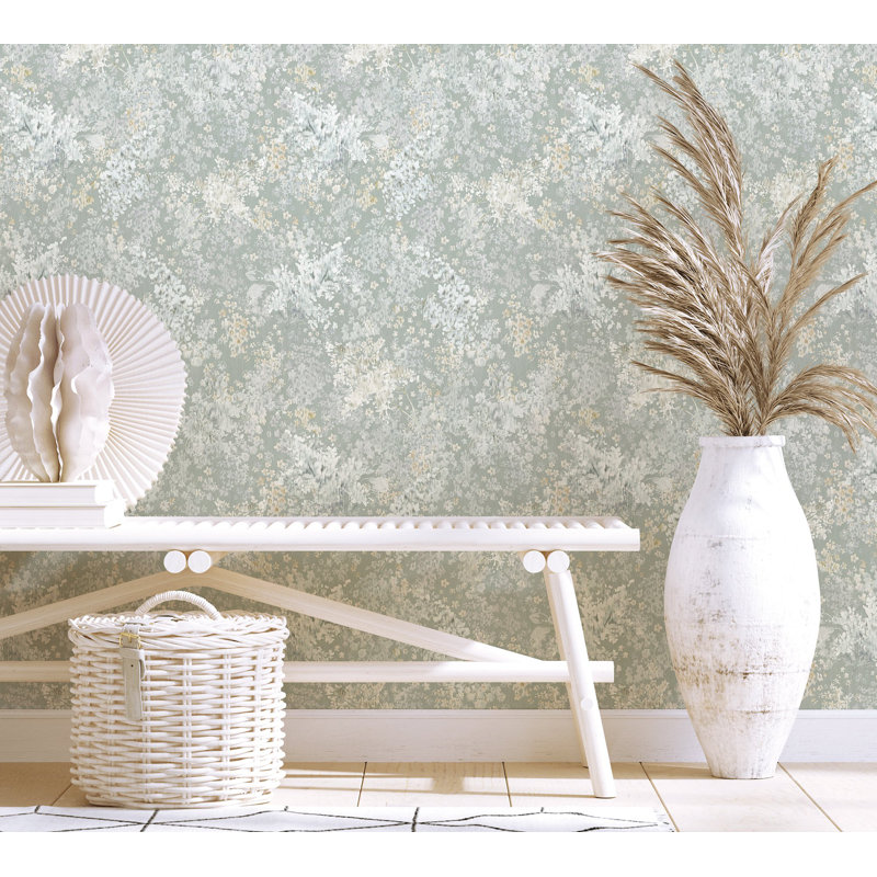 Amogh Collection Soft Floral Foliage 10.05m x 53cm Wallpaper Roll, Grey