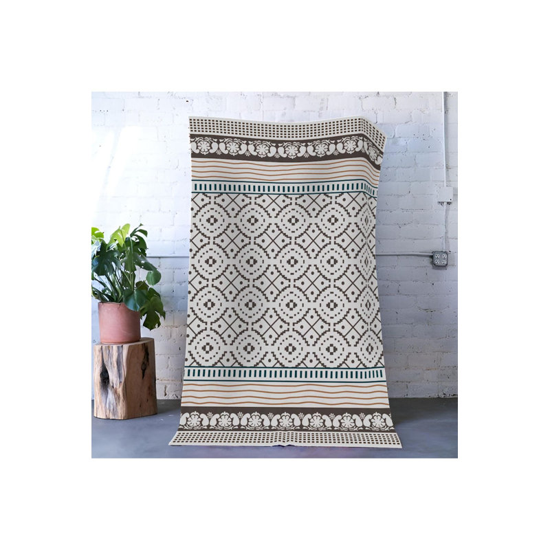 Tapis décoratif beige lavable à la machine, Rectangle 3'3" x 4'11" Rug Pad Included