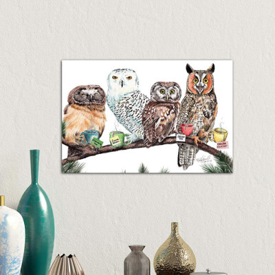 Tea Owls 1 Piece Wrapped Canvas Wall Art