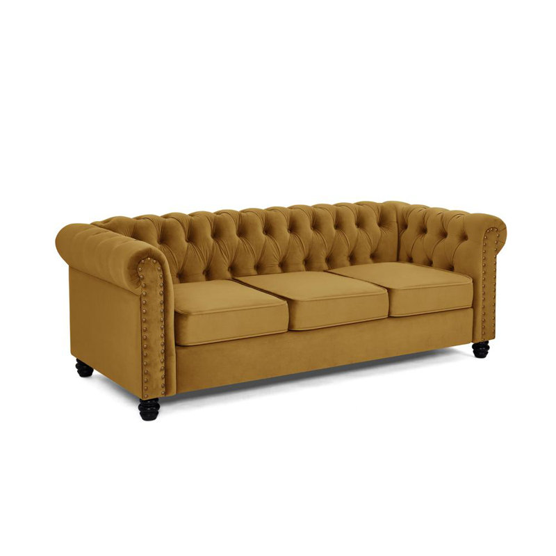 Kemen 3 Seater Velvet Sofa, Grey