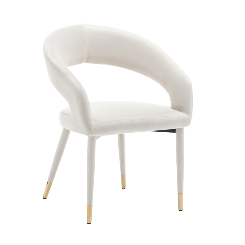 Chaise rembourrée en velours Sina, Crème