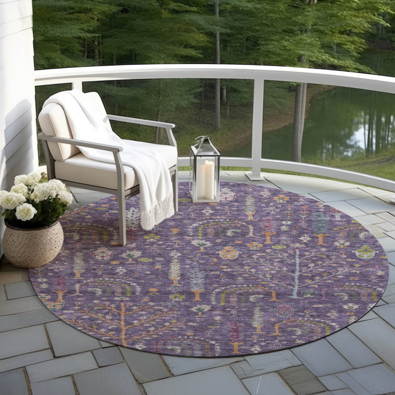 Percy Purple Washable Indoor-Outdoor Rug - , 8' x 8'