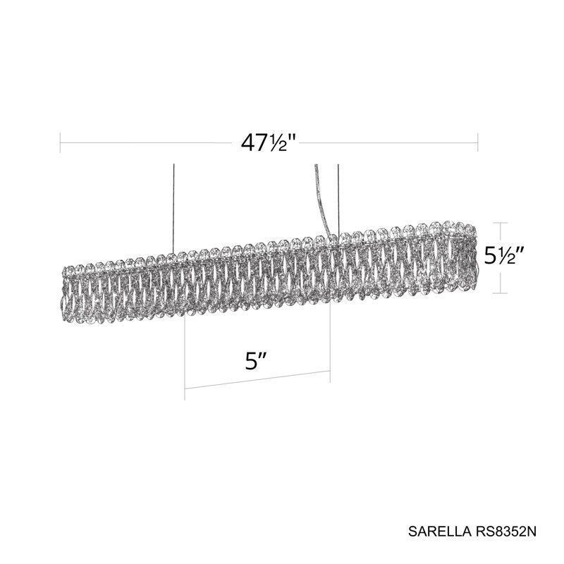 Sarella 11 Light 48in x 5.5in Rectangular Chandelier in Black with Clear Radiance Crystals, Black, Chinese (K9)