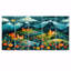 «Blue Red Summer Mountain Village Dream», ensemble d'art mural-1204556455