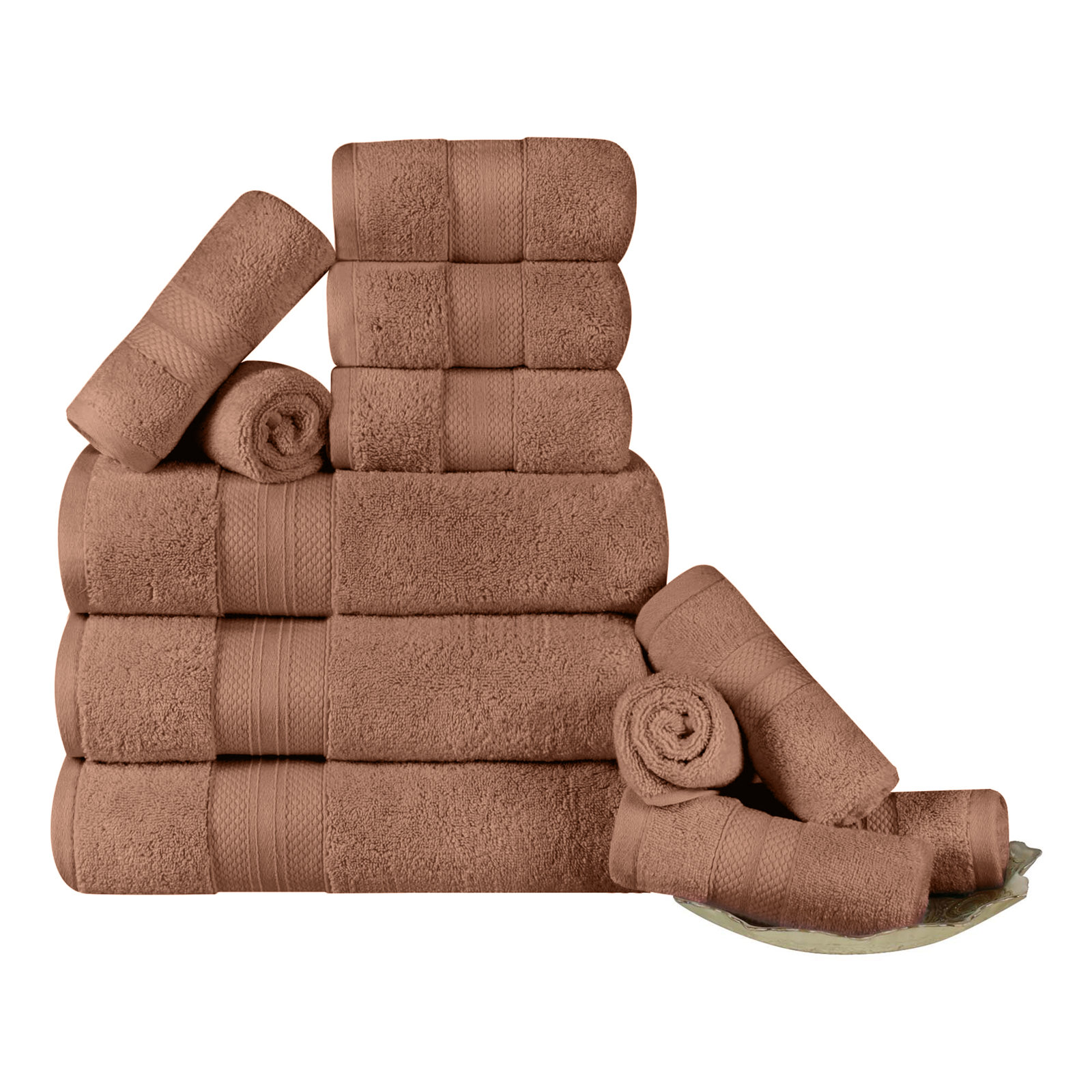 Finnian Ultra-Plush Heavyweight, 100% Turkish Towel Collection, Taupe, 12 Piece Towel Set
