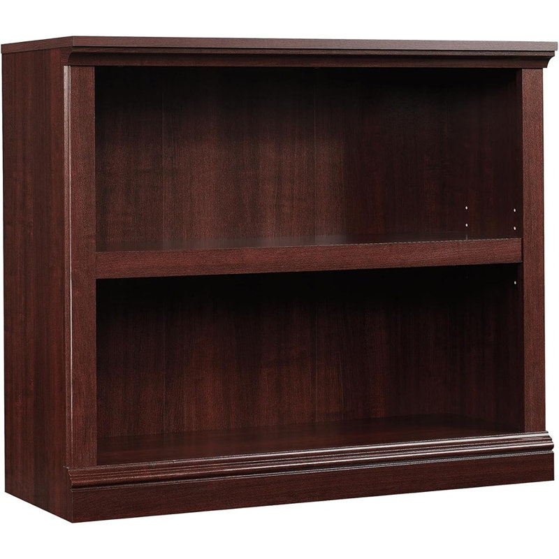 Bibliothèque 2 niveaux Cherry Finish - Tablette de rangement ouverte pour la maison et le bureau