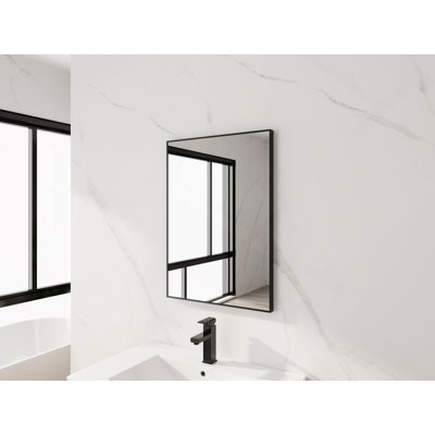 Miroir de salle de bain à cadre en aluminium 20 po, miroir mural rectangulaire