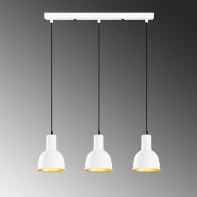 Scandinavian Style Chandelier, Adjustable Height, Metal Body, 46.5 x 6.7 inches | Elegant White Finish | 3 x E27 Socket (Max 40W) | Perfect for Modern Dining Rooms & Living Spaces, IP20 Rated, Stylish & Functional Design