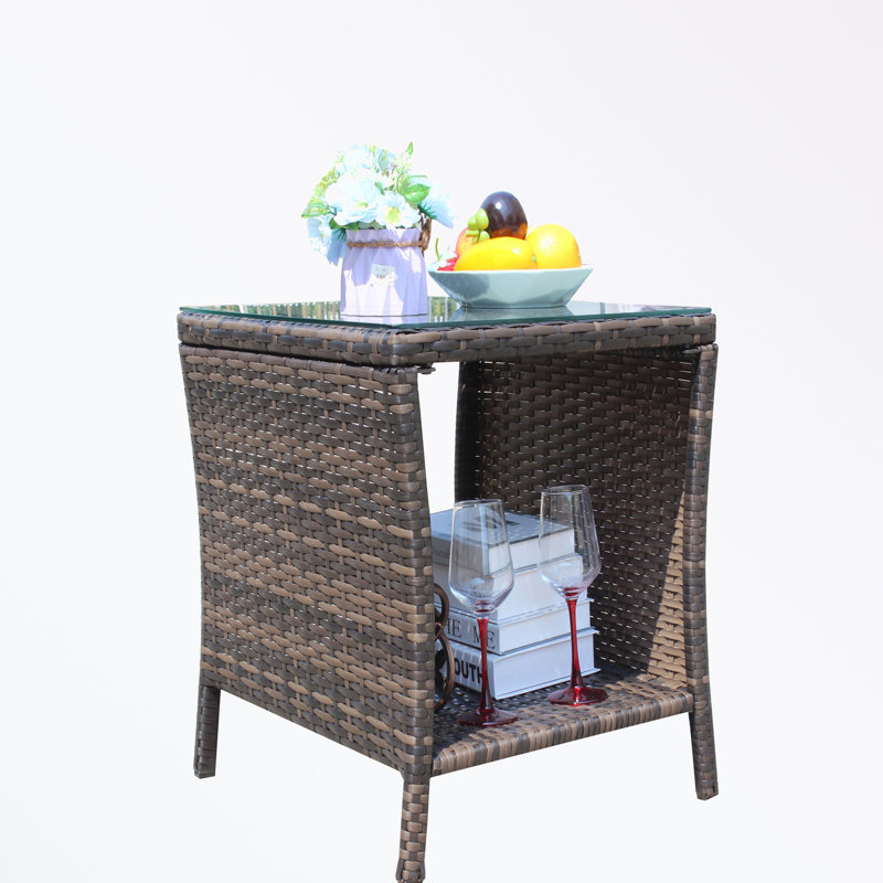 Square shape Coffee Table with tempered glass and shelf