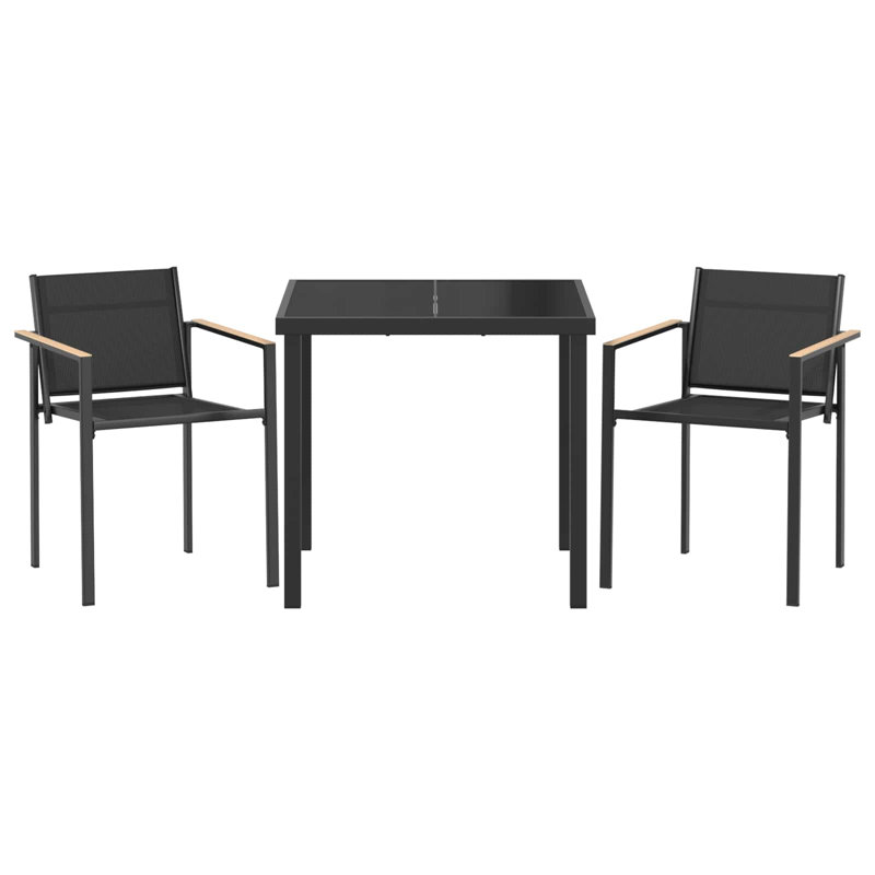Outdoor Furniture Set Black Textilene Garden Patio