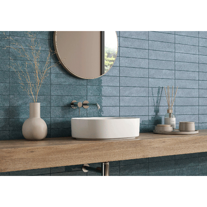 3x12 Glossy Ceramic Subway Wall Tile – Handmade Artisan Look for Kitchen Backsplash, Shower & Bathroom, Navy