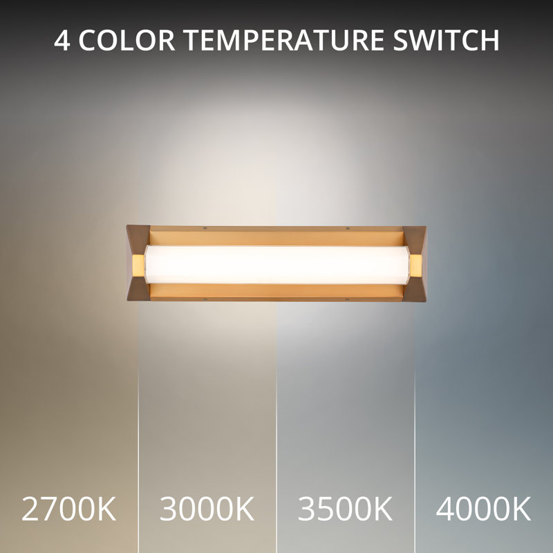 Swale 27" Dimmable LED Bath Vanity & Wall Light With Built In Color Temperature Switch (2700K/3000K/3500K/4000K), Aged Brass
