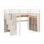 Structure de lit mezzanine avec bureau d'étude intégré et lumières DEL, lit mezzanine en bois avec garde-robe, tablettes de rangement-1730835689