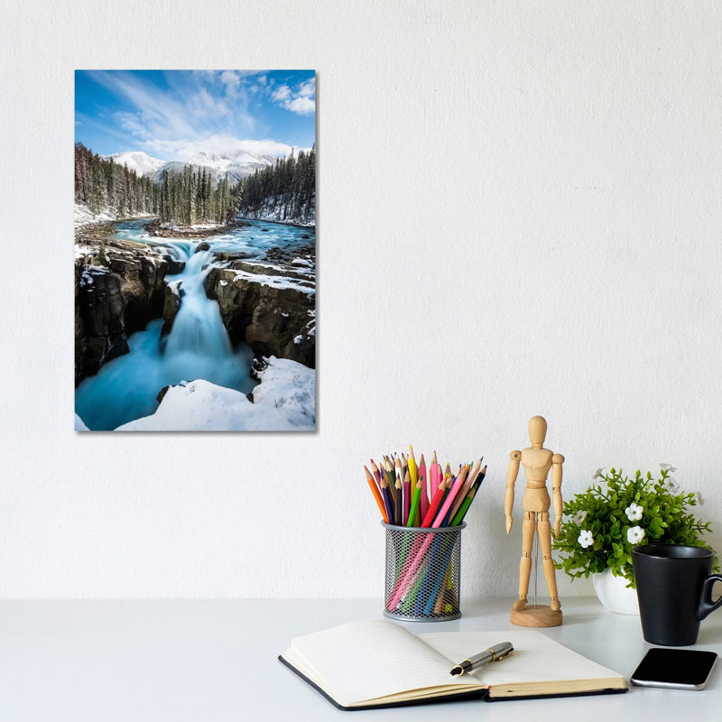 Snowy Sunwapta Falls by Lucas Moore - Wrapped Canvas Print, 20.32 cm H x 30.48 cm W