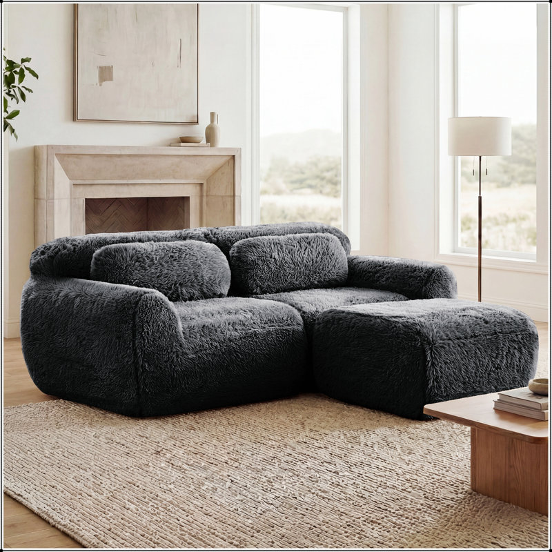 Upholstered 80.4 " L-Shaped Sectional with Ottoman