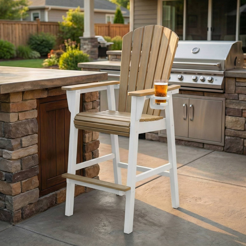 Chaise de bar Kevin Adirondack, blanc, Beige / Blanc, 29.5"