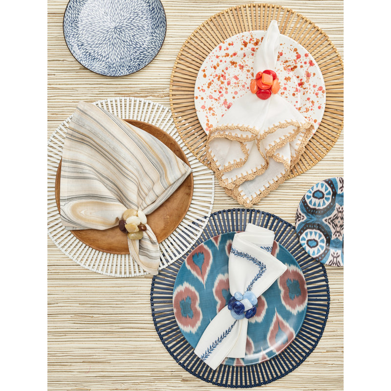 Jardin Napkin, White/Blue