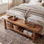 Farmhouse Solid Wood Bedroom Bench, 2-Tier Rustic Bed End Bench With Lower Storage Shelf-2048265405