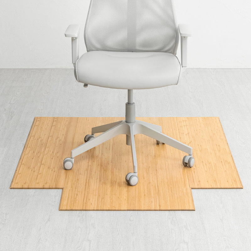 Tapis de chaise standard en bambou épais de 12 mm d'épaisseur - antidérapant, rectangulaire, idéal pour les planchers de bois franc