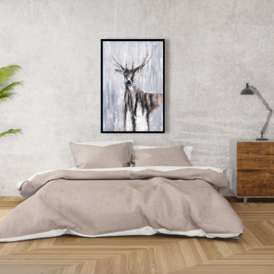 Winter Abstract Deer Print On Canvas