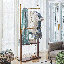 Cintre en acier inoxydable doré doré, portemanteau en bois massif de couleur noyer, hauteur de 68,9 pouces avec cloison en bois massif (une armoire pour plusieurs utilisations) W1151P276823