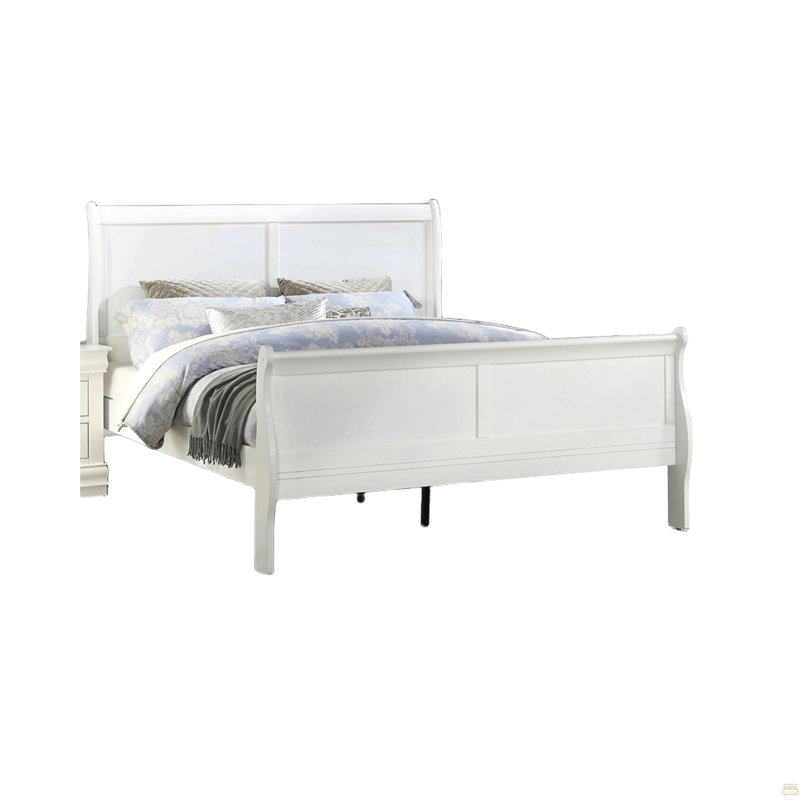 Meuble de chambre à coucher grand lit 1pc Louis Phillipe, Blanc, Grand lit