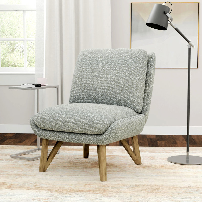 Fauteuil d'appoint sans accoudoirs, fauteuil confortable, Tissu gris