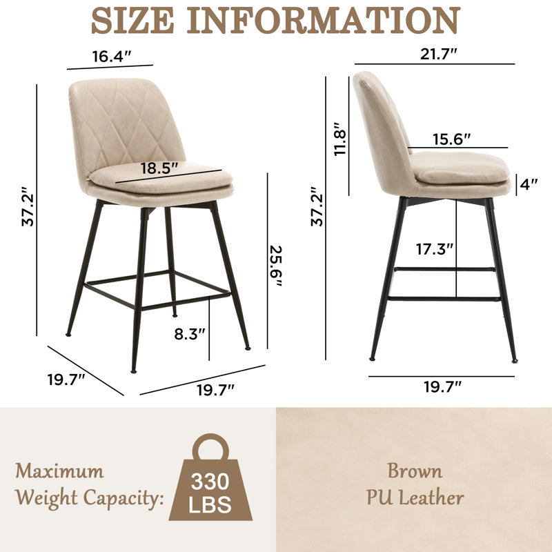 Tabouret pivotant Sheresa, Tabouret de comptoir (siège d'une hauteur de 25,, Crème