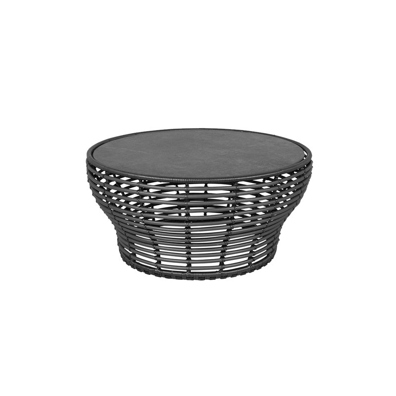 Basket Round Outdoor Coffee Table ,, 38" W x 38" Lx 17.7" H, Graphite/Fossil Black