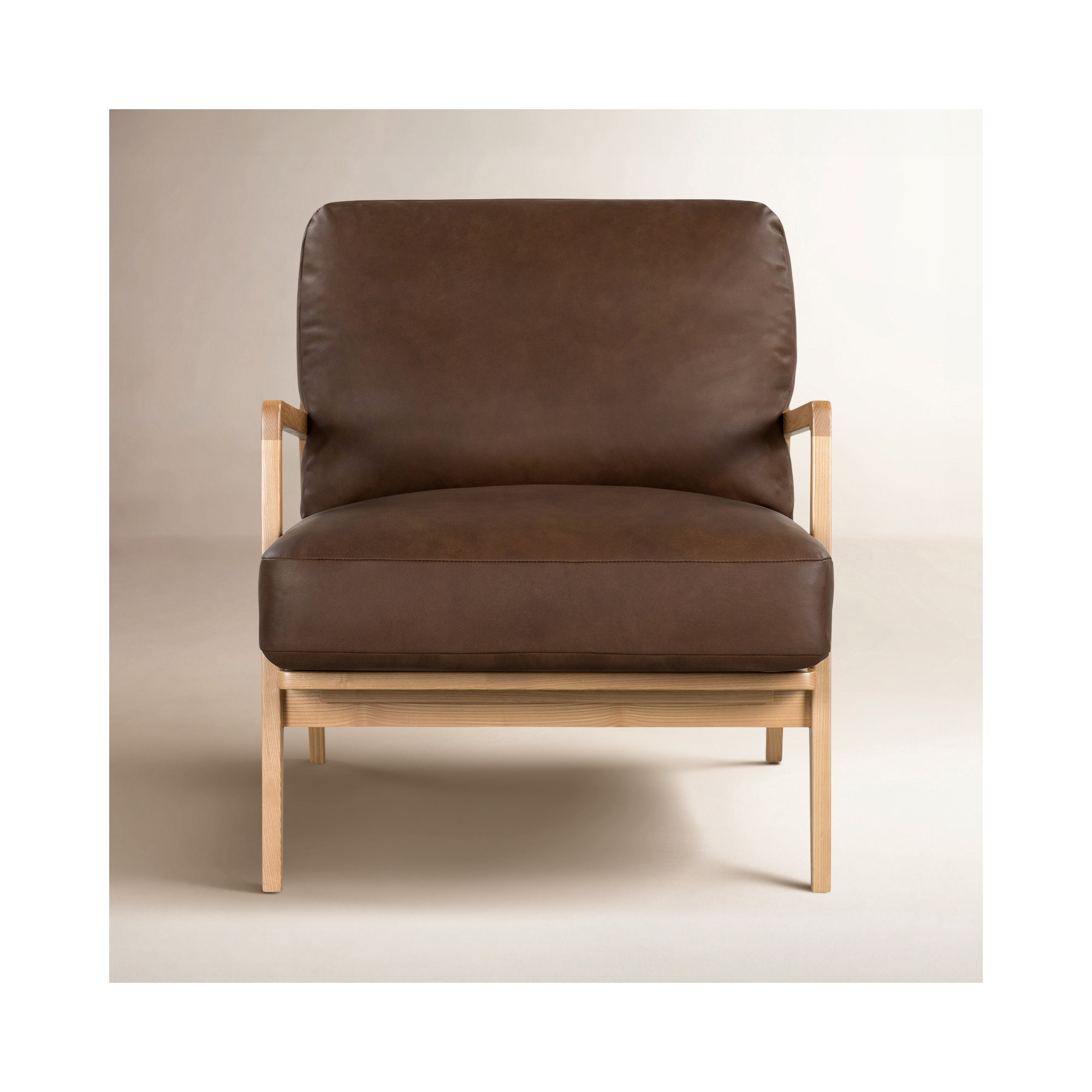 Carmelo Genuine Leather Accent Chair, Dark Brown Genuine Leather