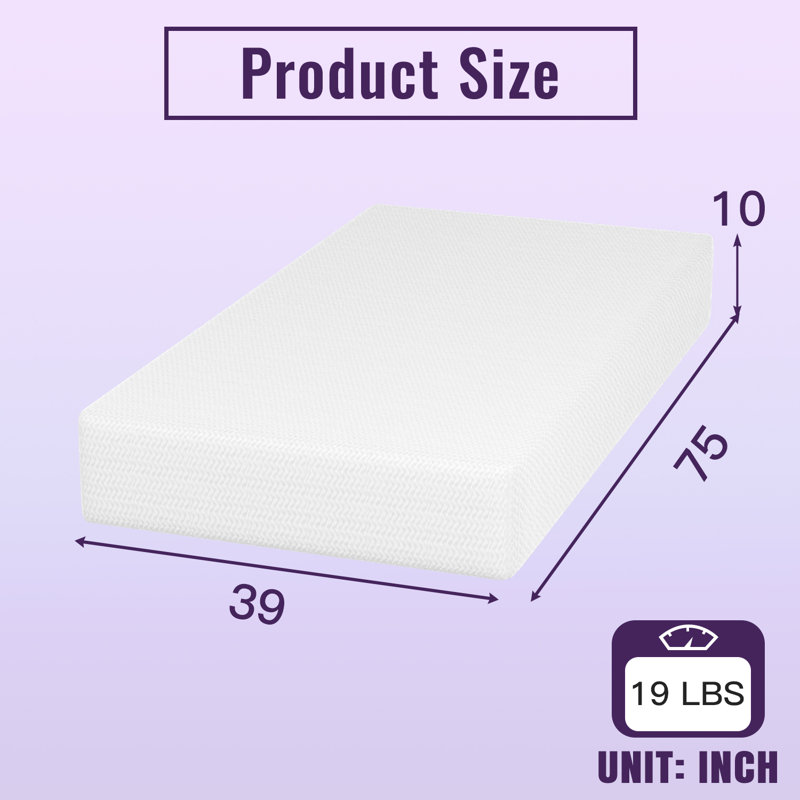 Matelas en mousse à mémoire de forme moyenne Manhattan, Lit simple, 10"
