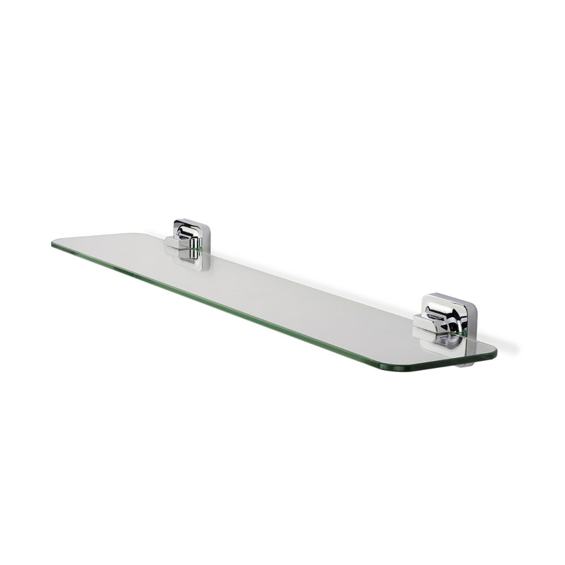 Shoreditch Wall Mounted Rounded Glass Shelf with Chrome Flexi-Fix Hinges 50cm