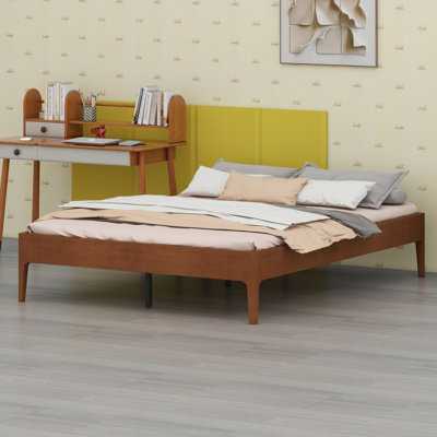 Contemporary Low-Profile Bed Frame Featuring Durable Slatted Support System