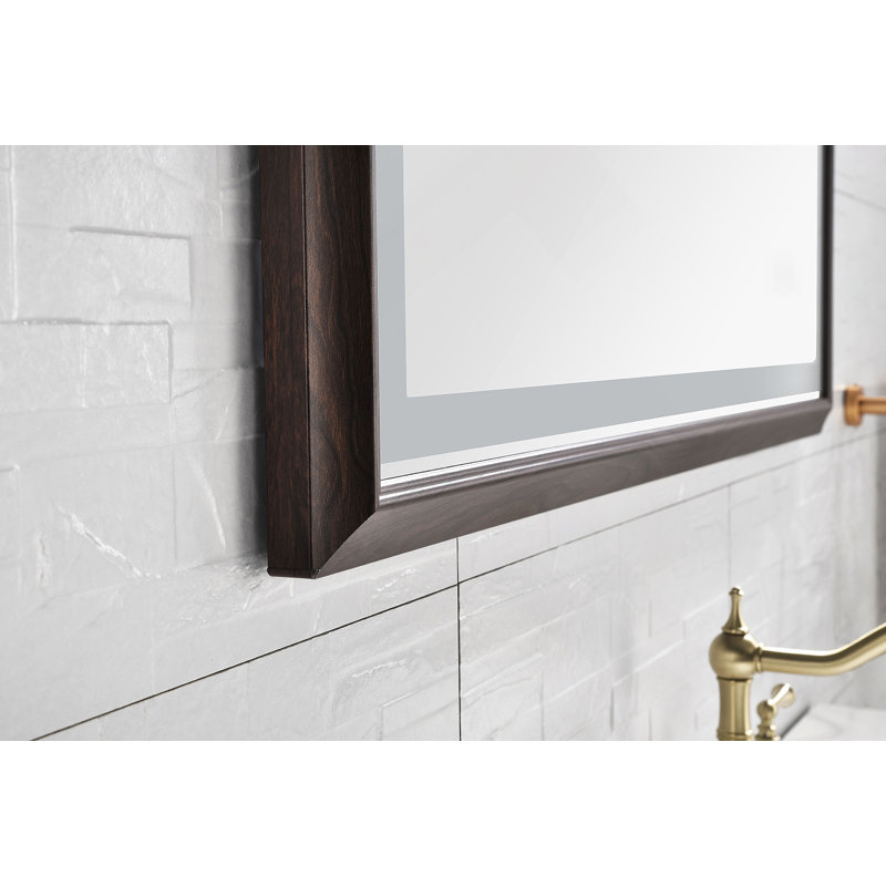 Miroir de salle de bain 40 po x 24 po à DEL avec cadre en aluminium, miroir de meuble-lavabo mural, anti-buée, mémoire, 3 couleurs, réglable en continu