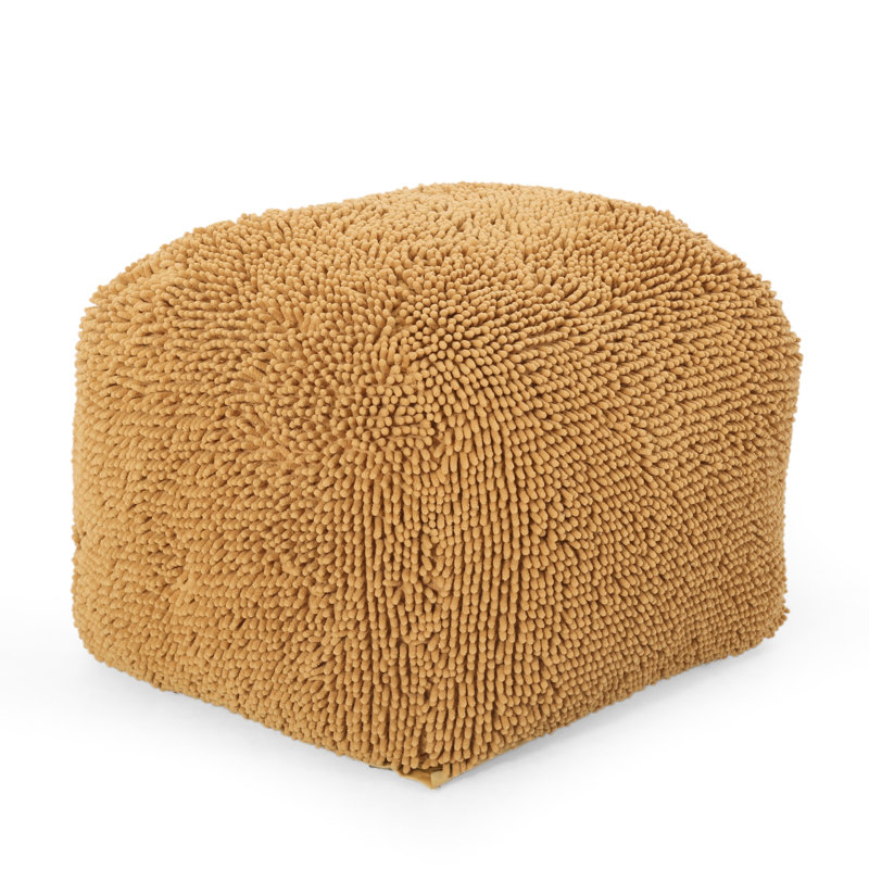 Repose-pieds carré en microfibre Spongy, Jaune