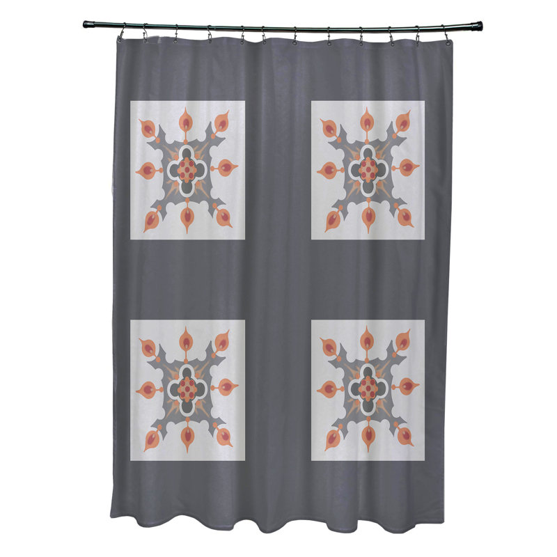 Rideau de douche simple géométrique Anita, Gris foncé / gris pâle