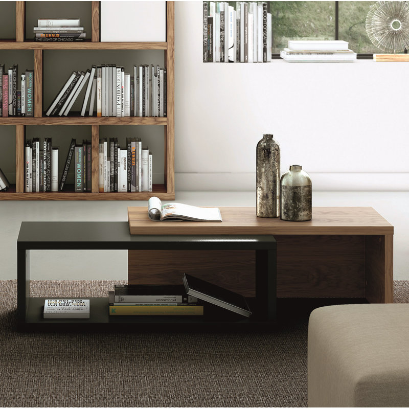 Alnwick Solid Coffee Table, Walnut/Pure Black
