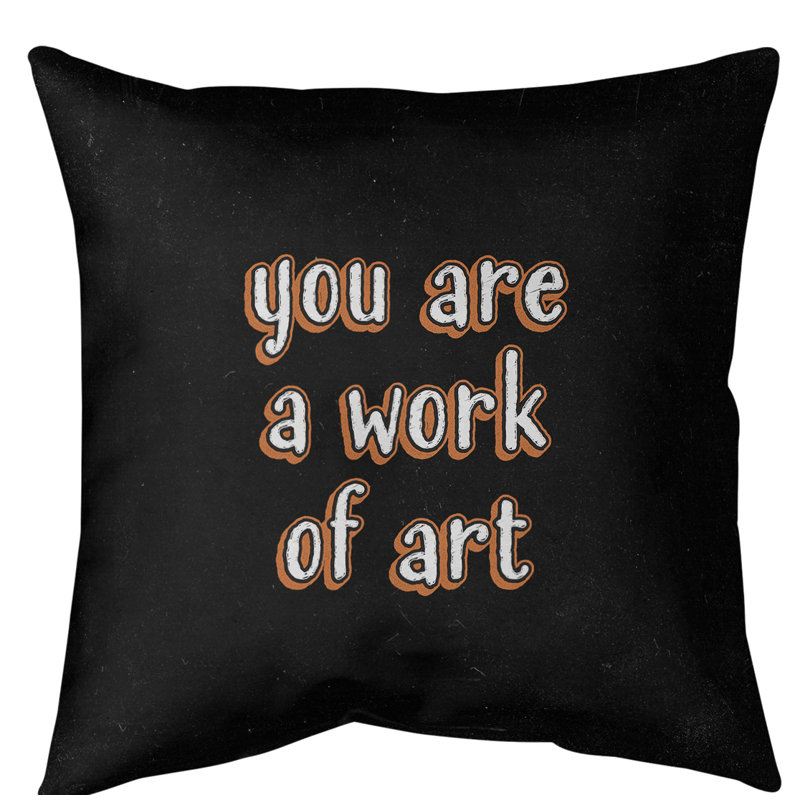 Coussin de sol œuvre d’art, H 28 po x l 28 po, Orange