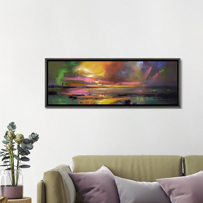 «Electric Sky» par Scott Naismith - impression d'art graphique, H 16 po x l 48 po x 1,5 po, Dark Rustic Wood Frame