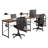 Techni Mobili L-Shape Industrial Desk With Storage Shelves, Walnut