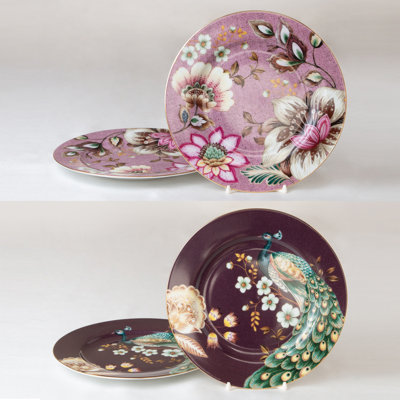 Enchanted Peacock Garden 4-Piece Salad Plate Set
