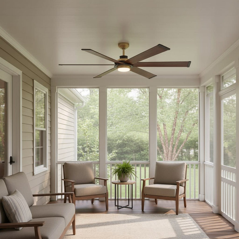 Hinkley Andros LED Ceiling Fan, Brass, Walnut