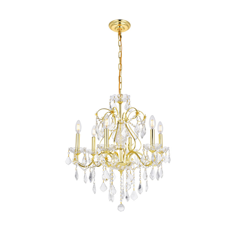 Lustre traditionnel à intensité variable 6 lumières Dagmar, Or