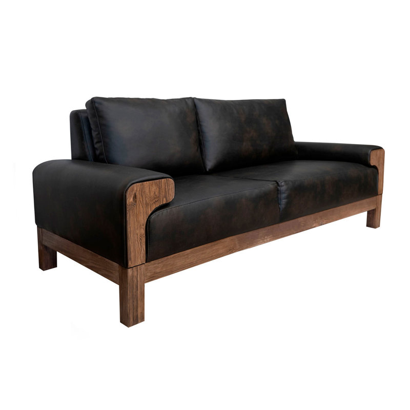 Canapé Caisy, coussins en mousse, bois massif, Mélange de polyester bison, H 38 po x l 69,25 po x P 39,5 po