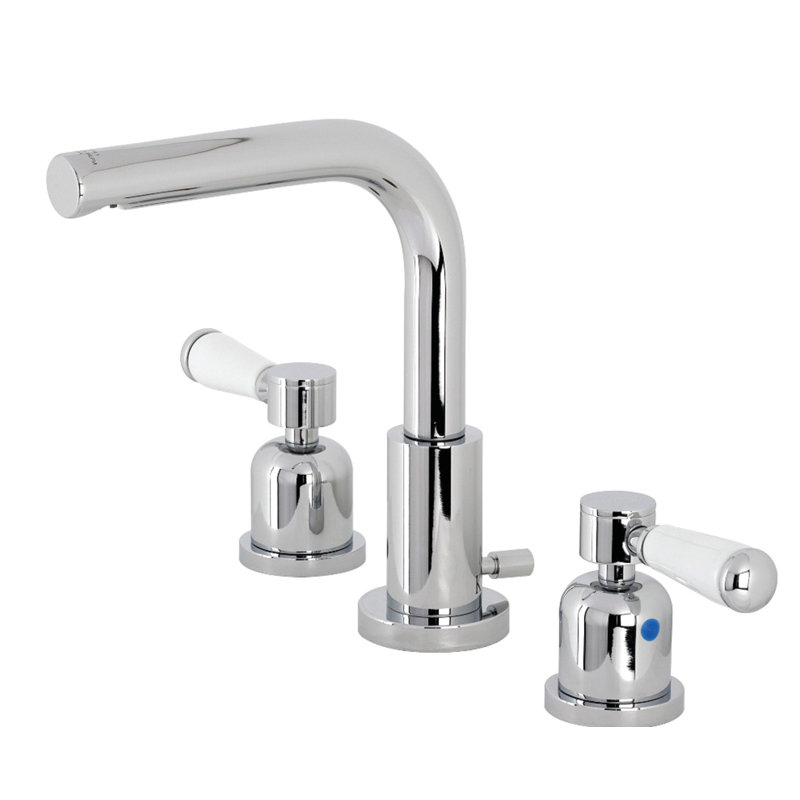 Kingston Brass Paris Two-Handle 3-Hole Deck Mount Widespread Bathroom Faucet with Brass Pop-Up Drain, Polished Chrome