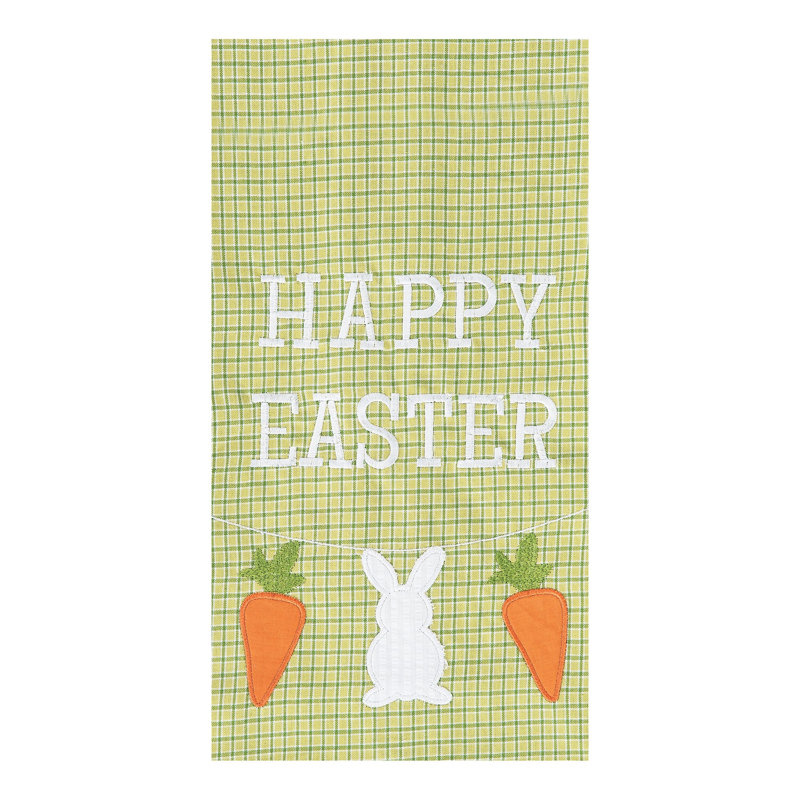 Serviette de cuisine Joyeuses Pâques, Vert / orange / blanc Joyeuses Pâques