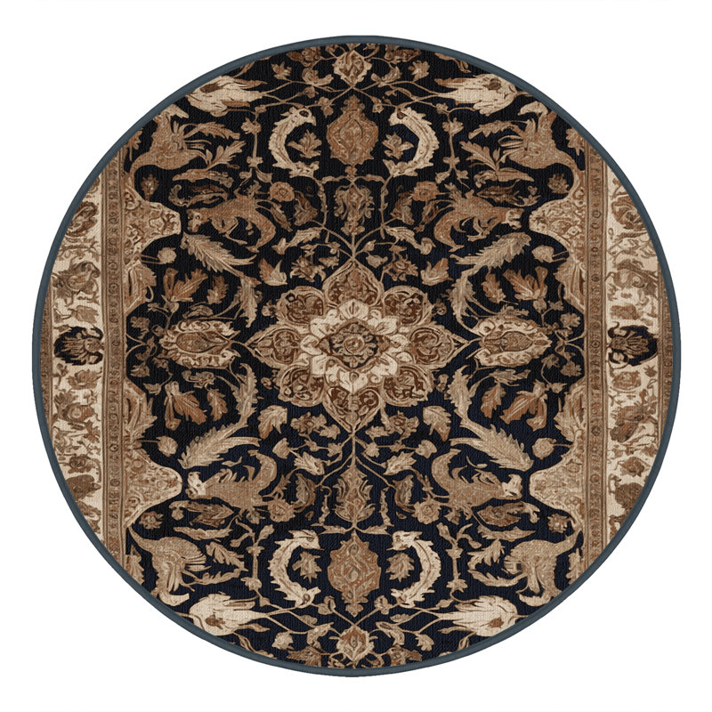 Tapis brun lavable à la machine, Rond 6 pi